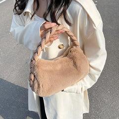 Winter Plush Handbags for Women - Casual Shoulder Bag