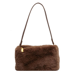 Women's Plush Shoulder Bag Winter Armpit Bag for Travel