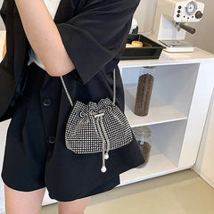 Rhinestone Evening Crossbody Bag Armpit Bucket Clutch Purse