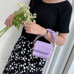 Women's Shoulder Bag Small PU Leather Pleated Underarm Handbag Tote