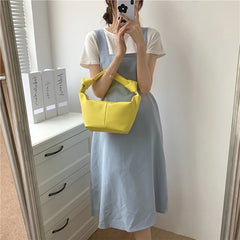 Soft Leather Underarm Bag Casual Hand Knot Women Handbags