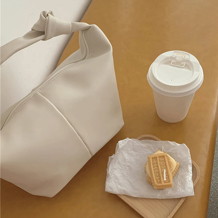 Soft Leather Underarm Bag Casual Hand Knot Women Handbags