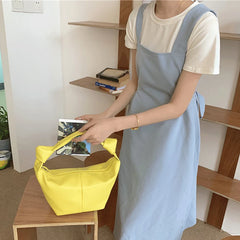 Soft Leather Underarm Bag Casual Hand Knot Women Handbags