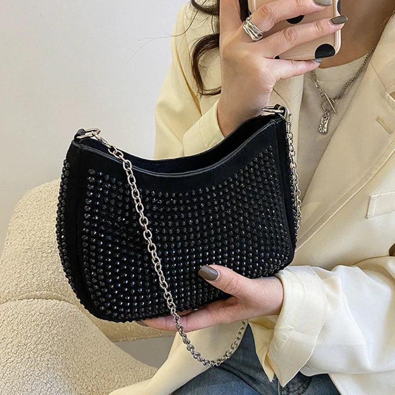 Women Rhinestone Small Tote Bag Shoulder Clutch Crossbody Bags