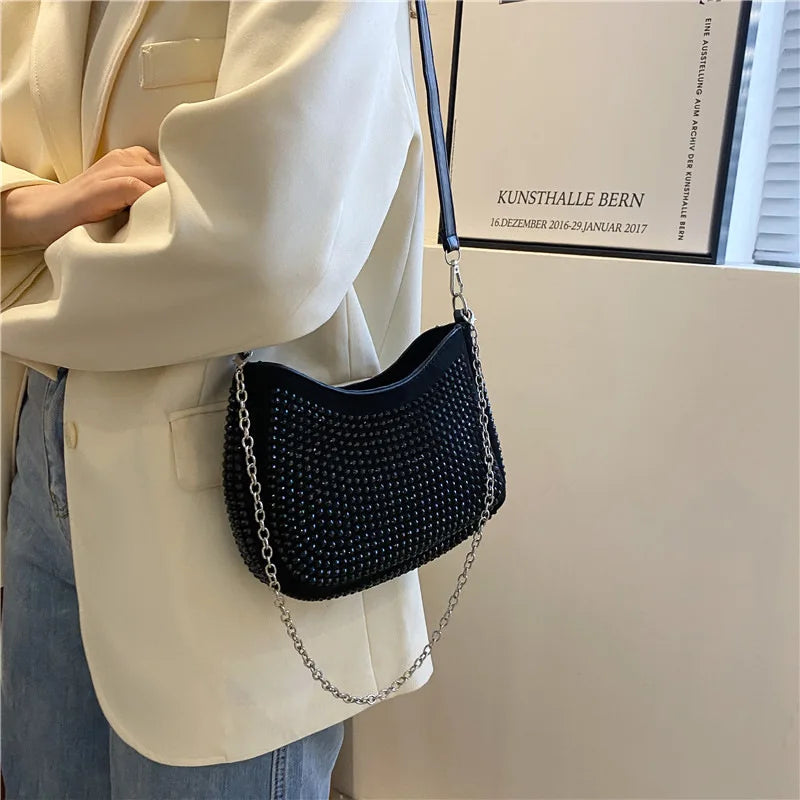 Women Rhinestone Small Tote Bag Shoulder Clutch Crossbody Bags