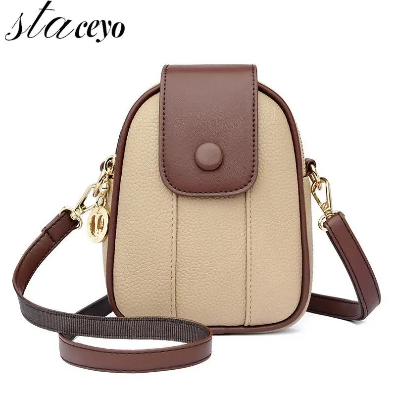 High Leather Ladies Shoulder Bags Panelled Mini Women Messenger Bags