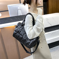 Winter Feather Down Shoulder Bag Women Crossbody Large Tote Travel Handbag