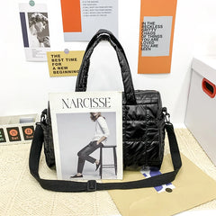 Winter Feather Down Shoulder Bag Women Crossbody Large Tote Travel Handbag