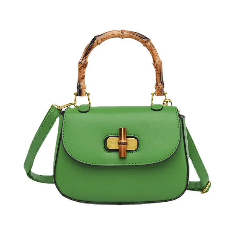Bamboo Handle Women's Handbag Saddle Shoulder Messenger Bag