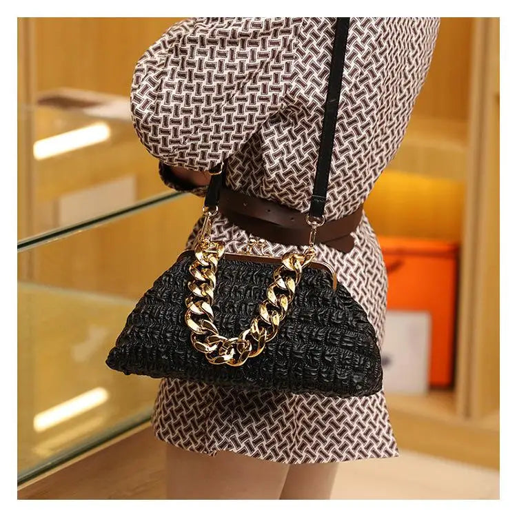 Thick Chain Crossbody Bag Women's Evening Clutch Handbag
