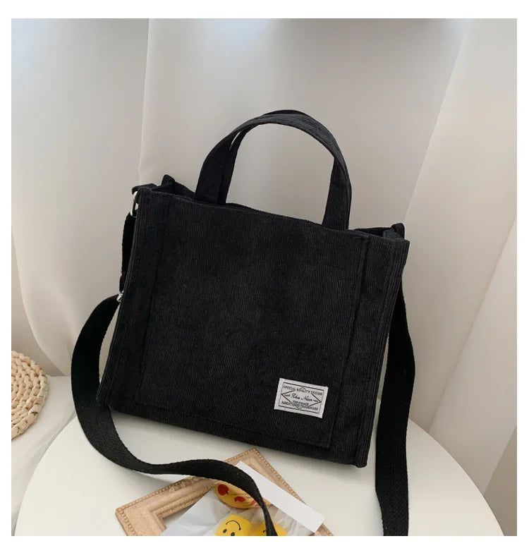 Corduroy Shoulder Bag Solid Buckle Messenger Bag