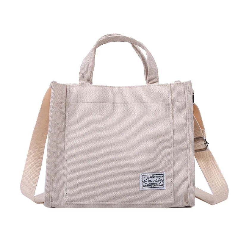 Corduroy Ladies Tote Bag Solid Buckle Small Square Bag