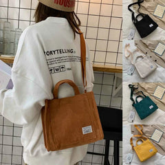 Corduroy Ladies Tote Bag Solid Buckle Small Square Bag