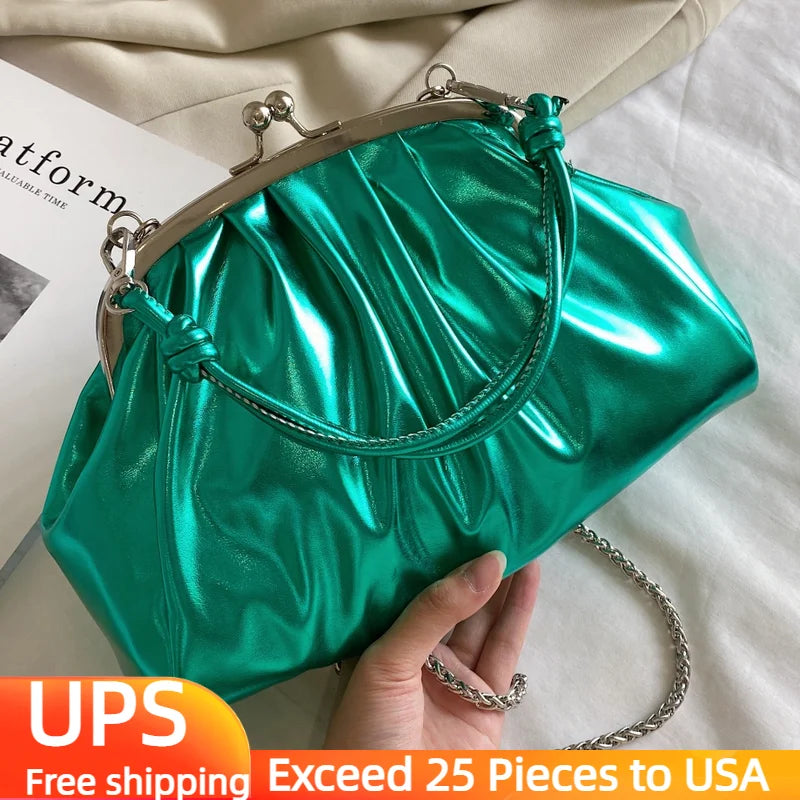Women's Shell Evening Clutch Crossbody Bag Chain