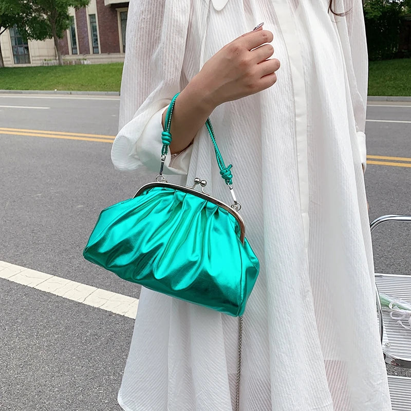 Women's Shell Evening Clutch Crossbody Bag Chain