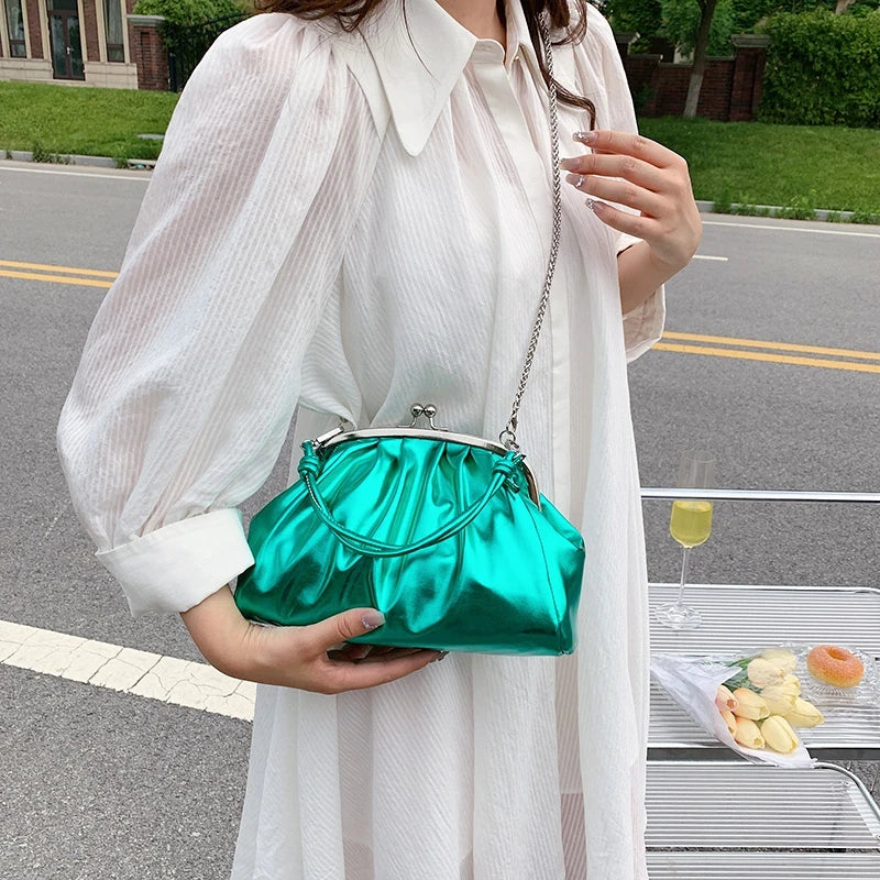 Women's Shell Evening Clutch Crossbody Bag Chain