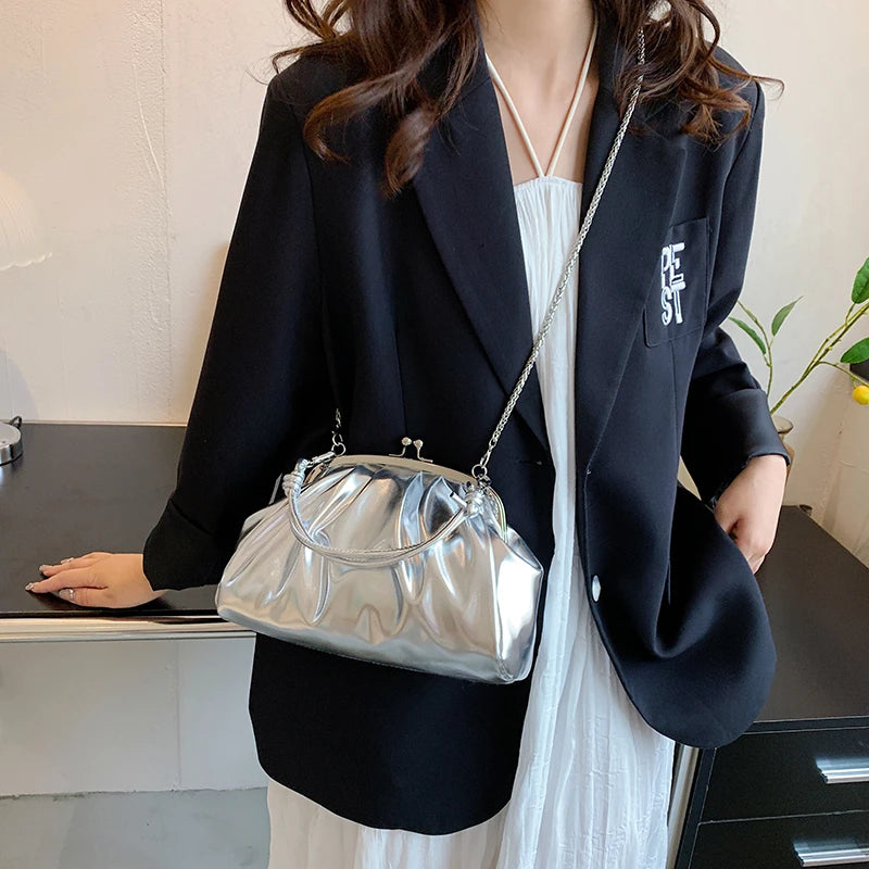 Women's Shell Evening Clutch Crossbody Bag Chain