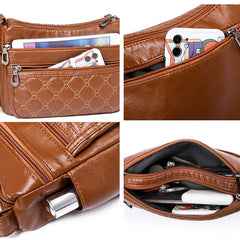 Retro Rhombus Leather Shoulder Bag for Women