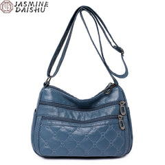 Retro Rhombus Leather Shoulder Bag for Women