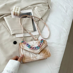 Plaid Shoulder Bag Small PU Leather Crossbody