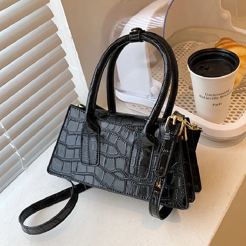 Stone Pattern Handbag PU Leather Crossbody Bag Female Shopping Shoulder Bag