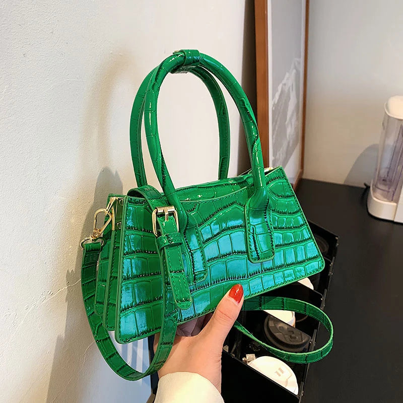 Stone Pattern Handbag PU Leather Crossbody Bag Female Shopping Shoulder Bag