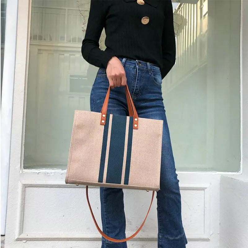 Women's OL High-Capacity Totes Bag Canvas Crossbody Shoulder Handbag