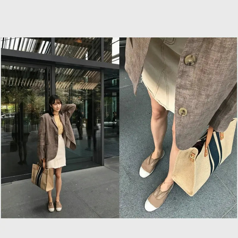 Women's OL High-Capacity Totes Bag Canvas Crossbody Shoulder Handbag
