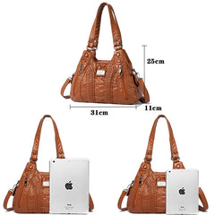 Leather Shoulder Bags Multi-Pocket Crossbody Bags for Women