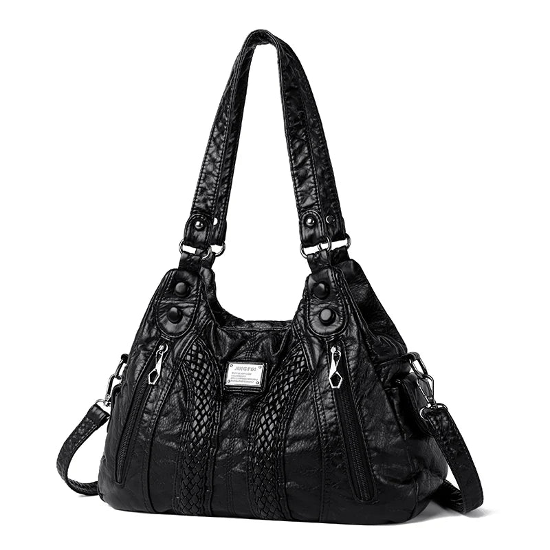 Leather Shoulder Bags Multi-Pocket Crossbody Bags for Women
