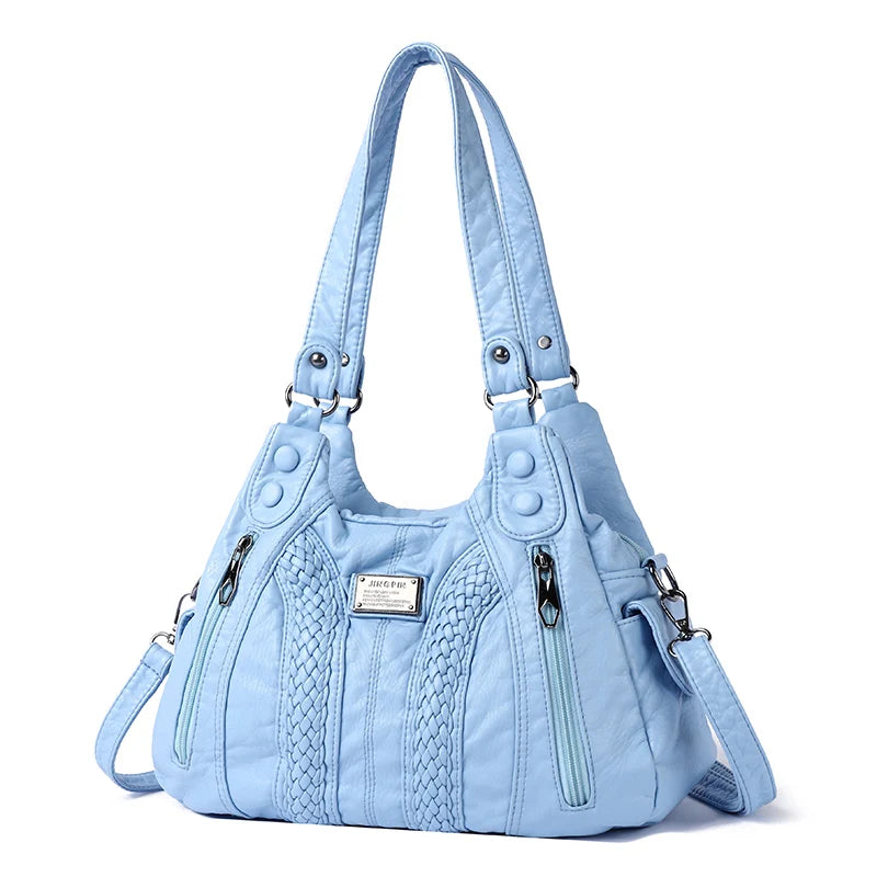 Leather Shoulder Bags Multi-Pocket Crossbody Bags for Women