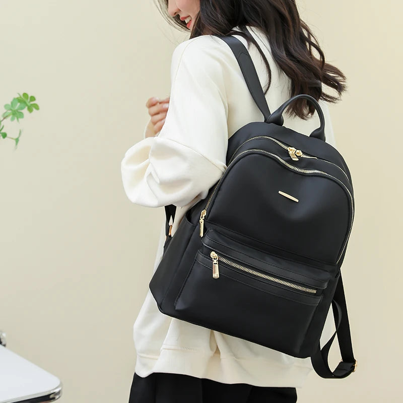 Solid Casual Student School Bag High Oxford Cloth Women's Backpack