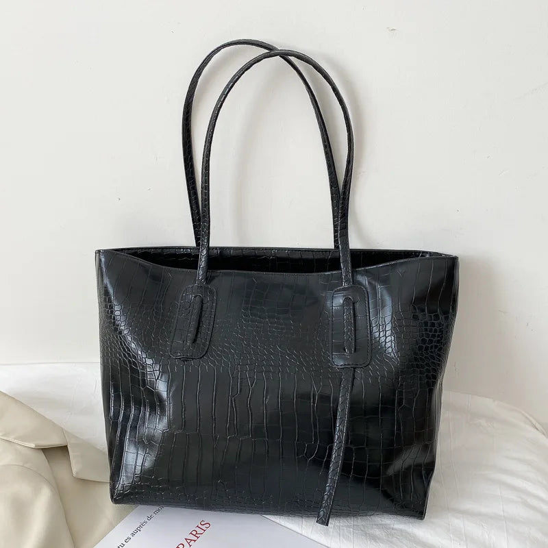 Large Capacity Top-handle PU Leather Tote Bag for Women