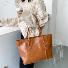 Large Capacity Top-handle PU Leather Tote Bag for Women