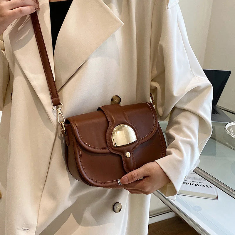 Orange Saddle Crossbody Evening Clutch PU Leather Style Satchel