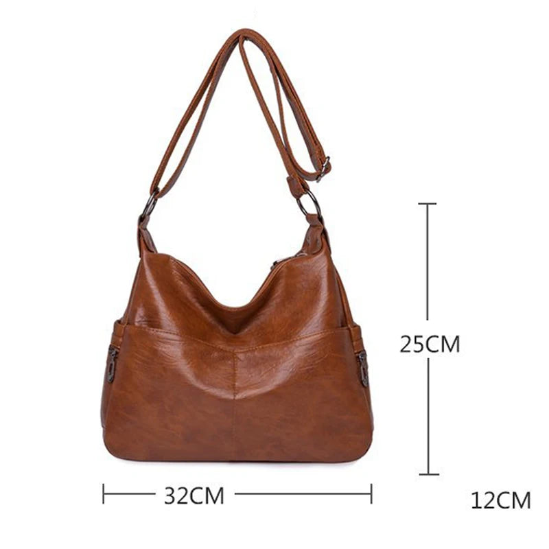Vintage Leather Crossbody Bag Soft Shoulder Messenger Sac A Main Femme