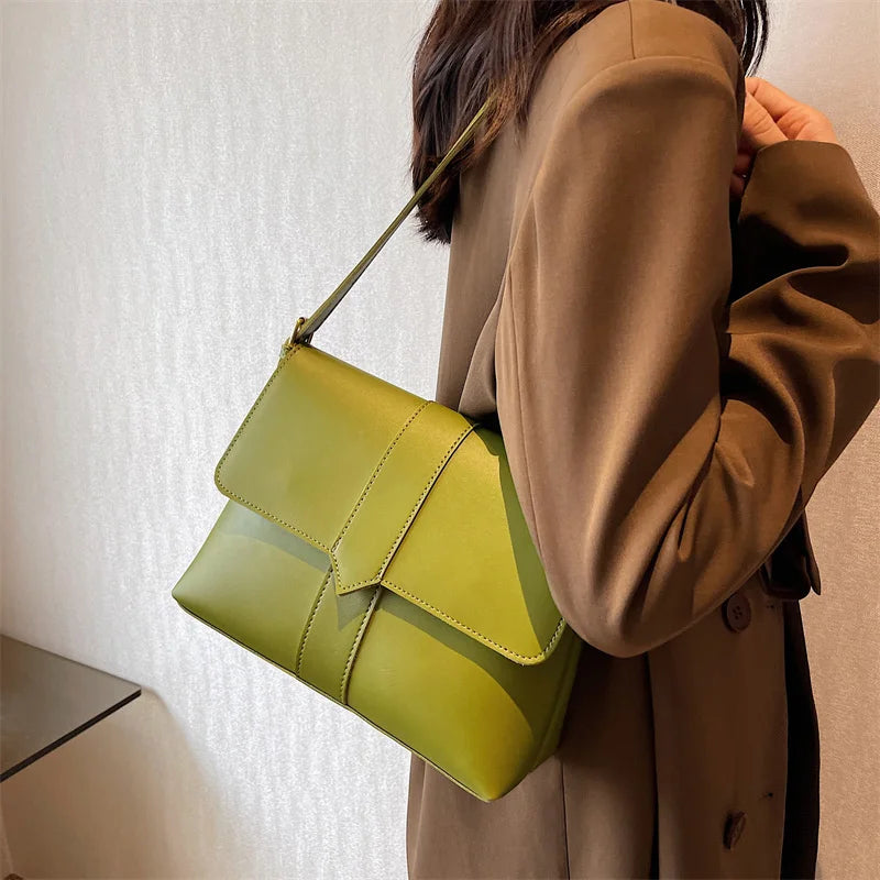 Women Handbags And Purses Pu Leather Shoulder Bags Green Brown Crossbody Bags