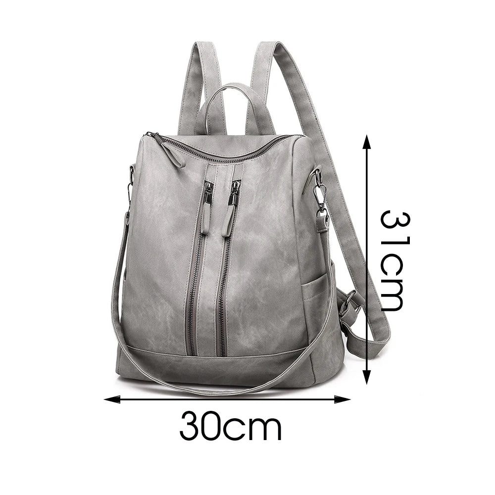 Women Travel Backpack High Soft PU Leather School Girls Backpack