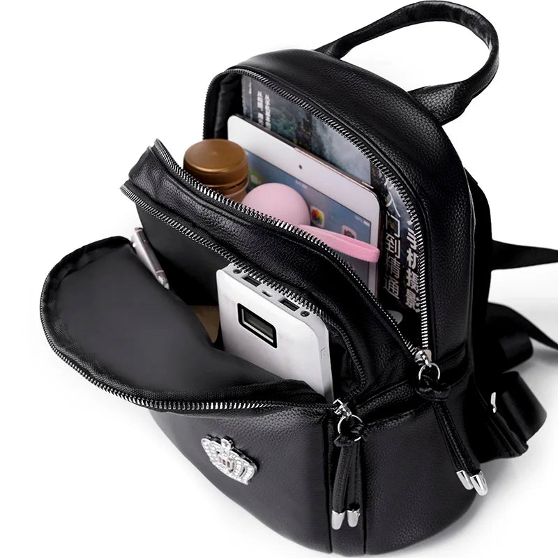 Women Travel Backpack High Soft PU Leather Women Backpack Girls School Backpack