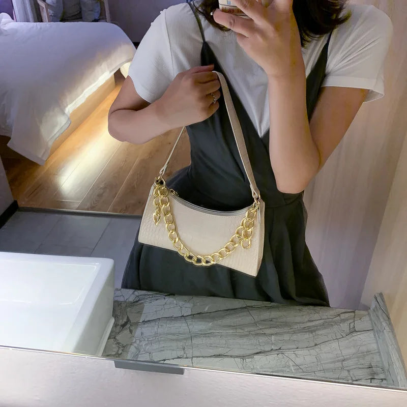 Crocodile Pattern Shoulder Bag Underarm Bag Fashionable Niche