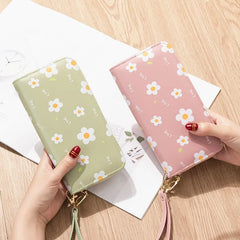 Floral Zipper Women Wallets Long Clutch Bag Soft Leather Change Mobile Bag