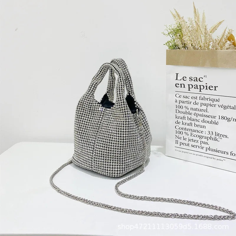 Diamonds Basket Bag Women Handbag Shinny Rhinestone Shoulder Crossbody Bag
