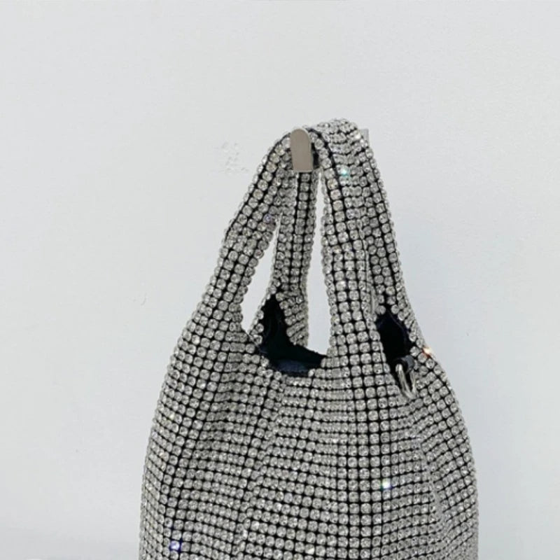 Diamonds Basket Bag Women Handbag Shinny Rhinestone Shoulder Crossbody Bag