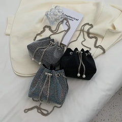 Diamonds Evening Bucket Women Handbag Rhinestones Shoulder Bags