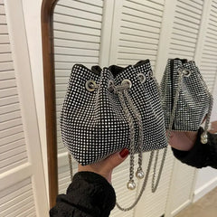 Diamonds Evening Bucket Women Handbag Rhinestones Shoulder Bags