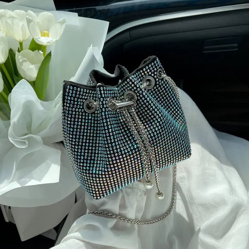 Diamonds Evening Bucket Women Handbag Rhinestones Shoulder Bags