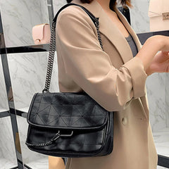 Embroidery Thread Shoulder Bag Soft Leather Crossbody Bag