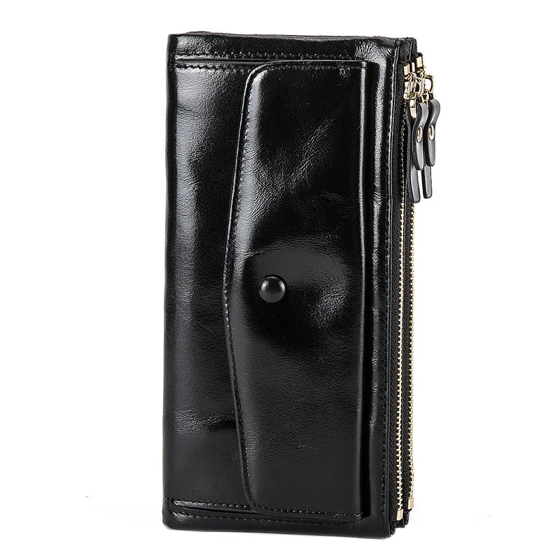 Women's Leather Long Checkbook Organizer Wallet Purse Clutch 6032