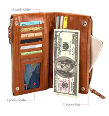 Women's Leather Long Checkbook Organizer Wallet Purse Clutch 6032