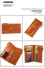 Women's Leather Long Checkbook Organizer Wallet Purse Clutch 6032